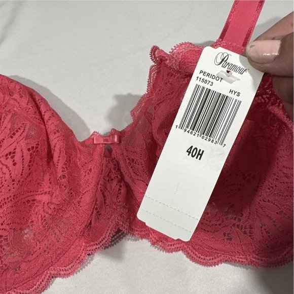 NWT Paramour [ 40H ] Peridot Unlined‎ Lace Bra in Honeysuckle Pink - Picture 7 of 14